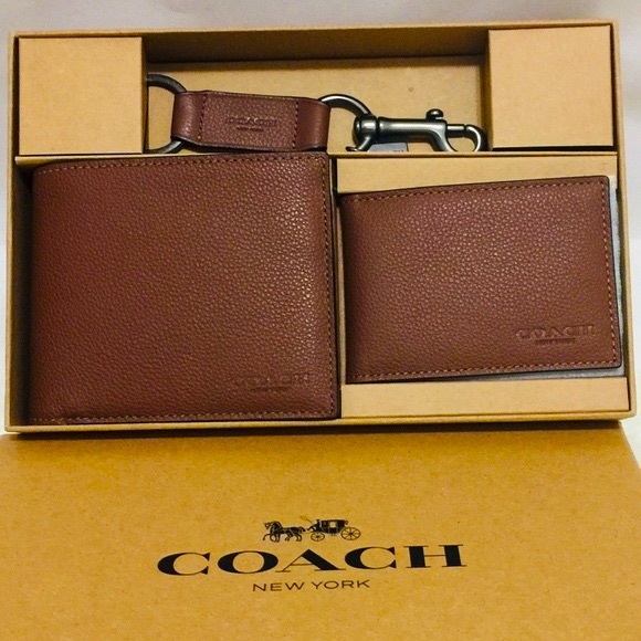 NWT Coach Men’s Brown Wallet Gift set - Picture 1 of 7